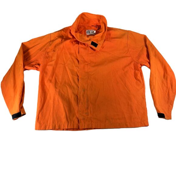 Tyndale FR Full Zip / Snap Cover Shirt Men L Safety Orange Union Made USA Smock - Picture 1 of 14